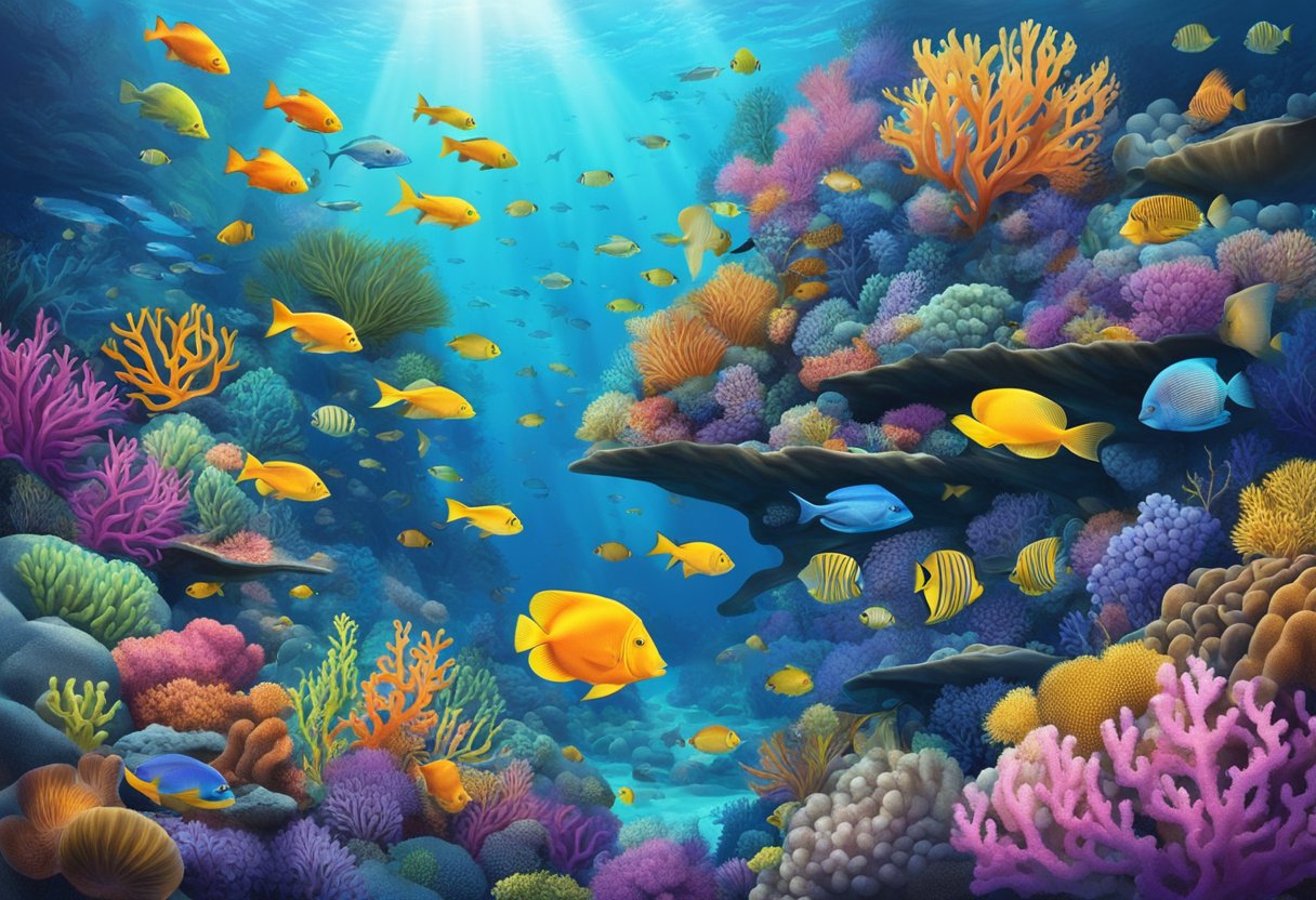 Great Barrier Reef has many marine life including corals and island ecosystems